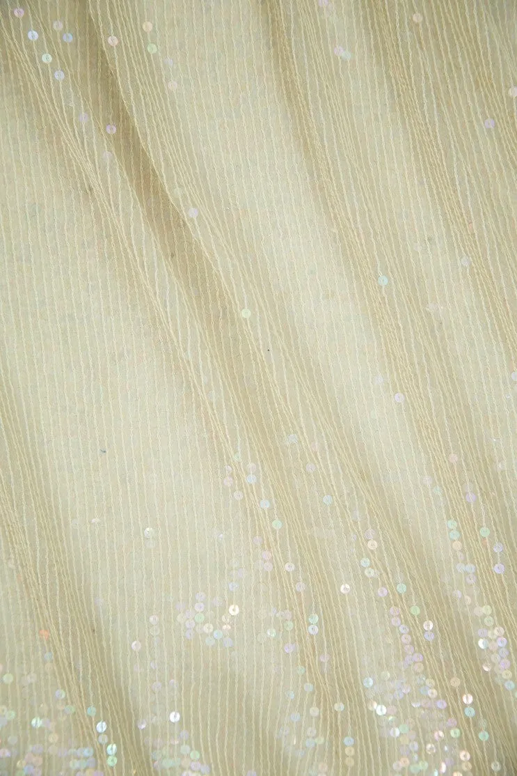 Khaki Sequins & Beads on Silk Chiffon JEC-132-2 Fabric