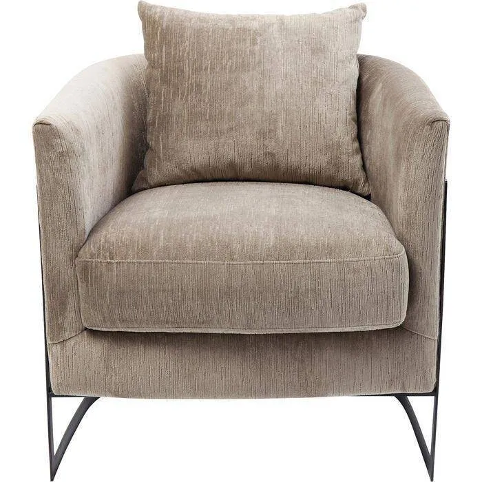 La Vida Beige Velvet Contemporary Armchair