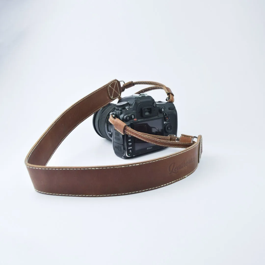 Leather Camera Strap Chestnut Brown