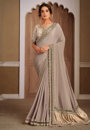 Light Grey Embroidered Saree