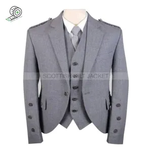 Light Grey Vest and Jacket in Argyll Tweed