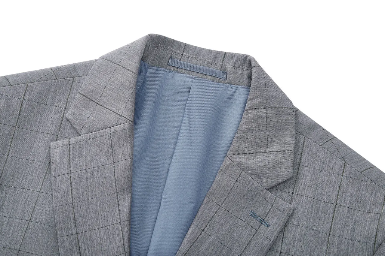 Lightweight Polyester Check Suit in Regular Fit