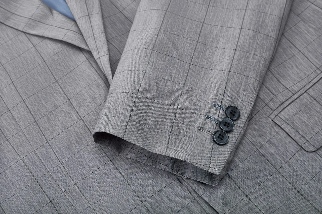 Lightweight Polyester Check Suit in Regular Fit