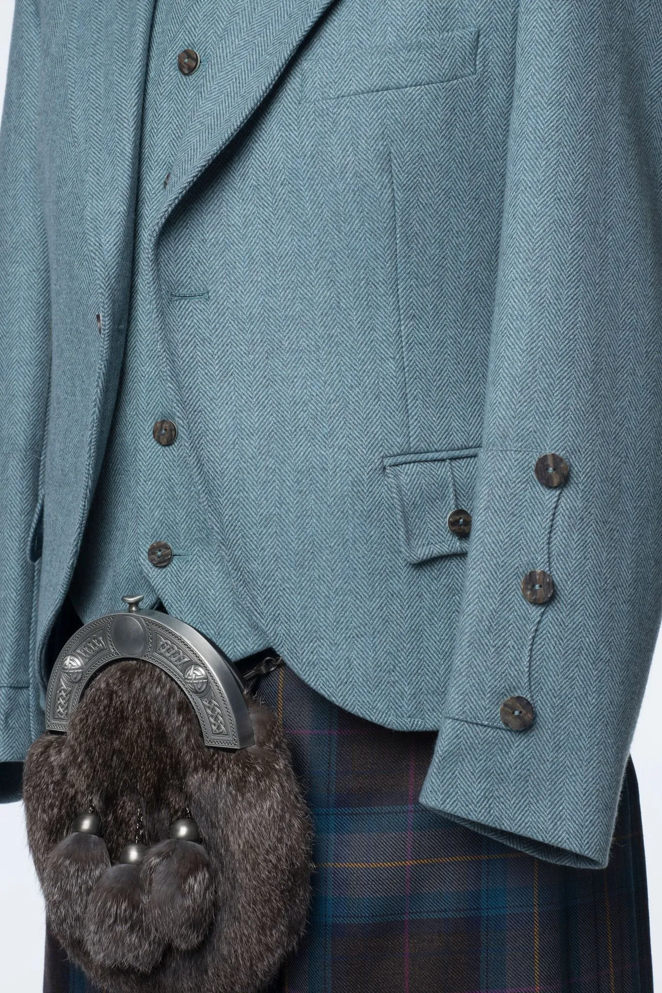 Lovat Blue Tweed Kilt Jacket and Waistcoat