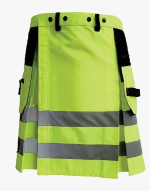 LUMINOUS GREEN AND BLACK FIREFIGHTER KILT