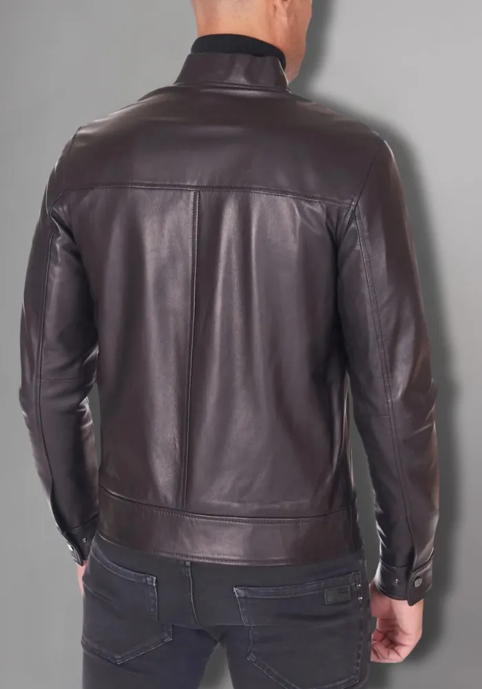 Mens Blue Biker Vintage Cafe Racer Genuine Leather Jacket