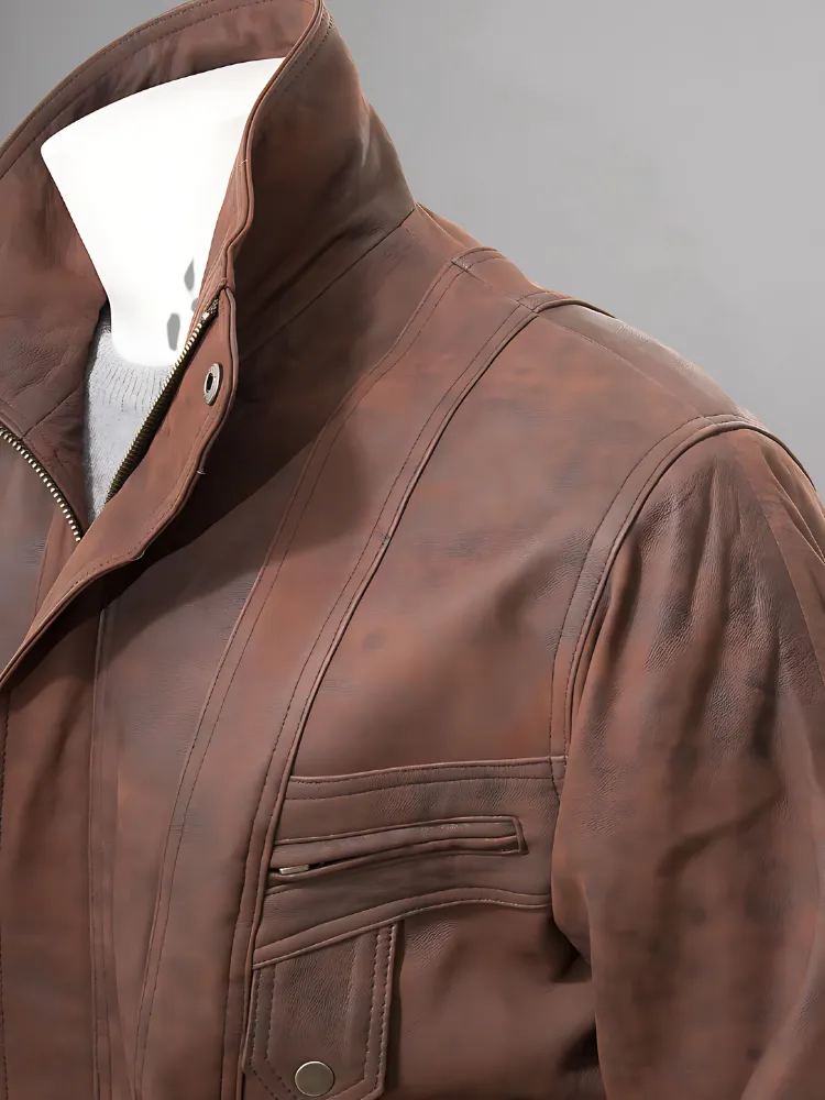 MEN'S BROWN NUBUCK LEATHER BLOUSON