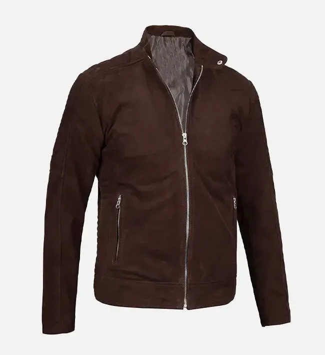 Men's Classic Dark Brown Suede Jacket