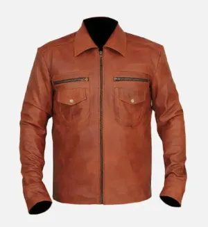 Men's Distressed Brown Leather Jacket