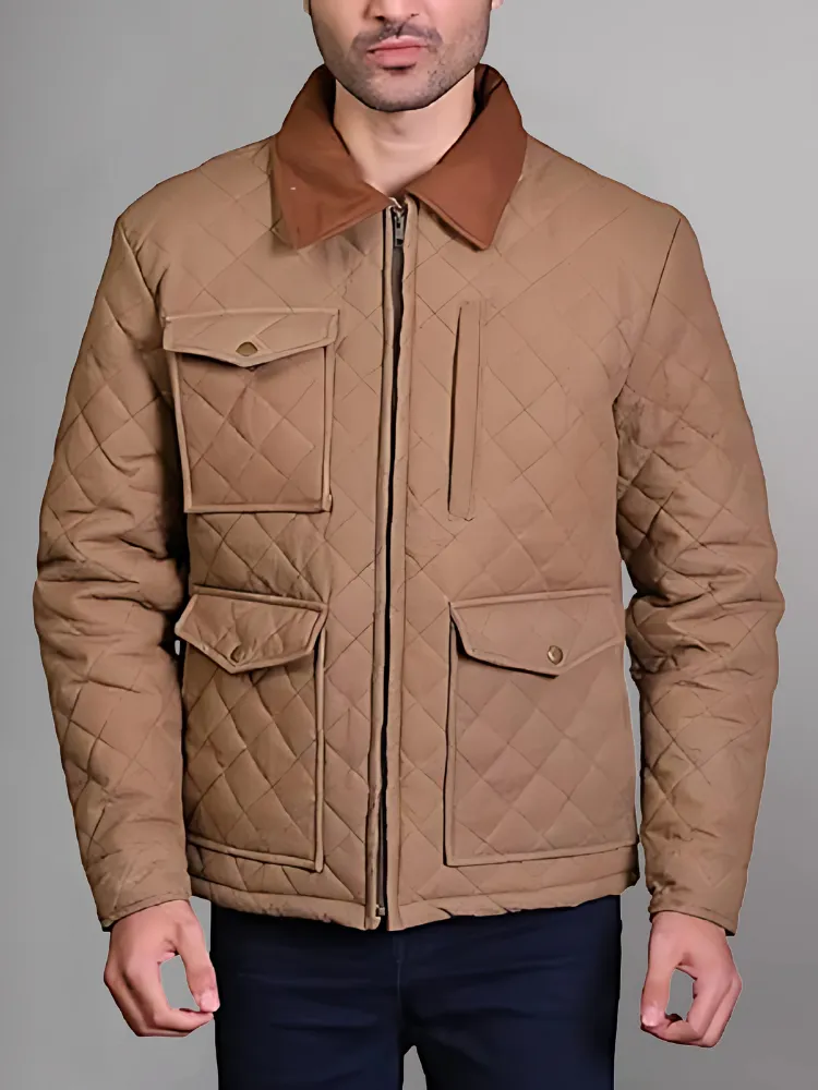 Mens Lightweight Beige Cotton Jacket