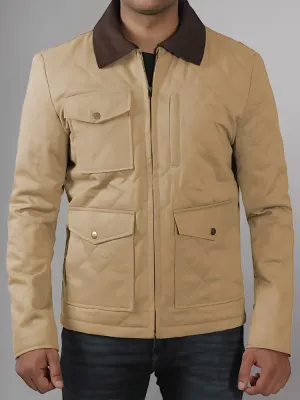 Mens Lightweight Beige Cotton Jacket