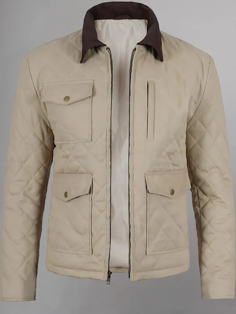 Mens Lightweight Beige Cotton Jacket