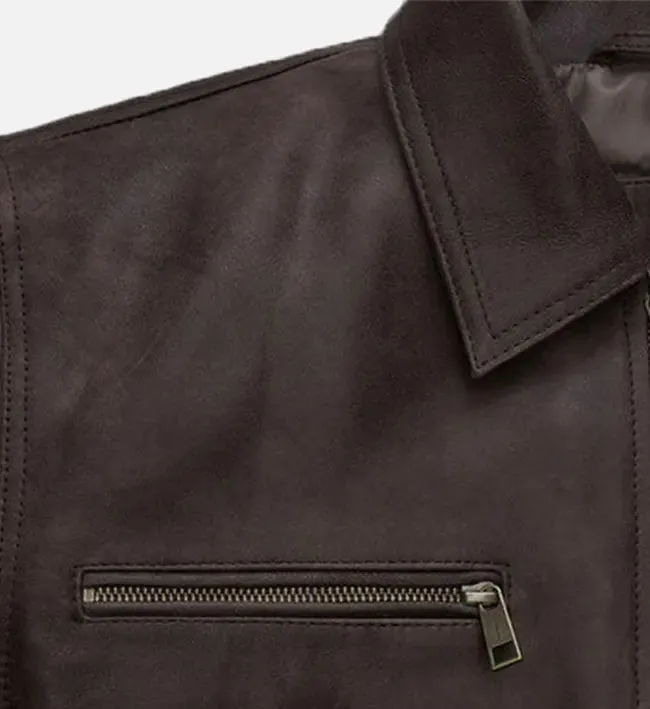 Men's Regular Fit Brown Leather Jacket