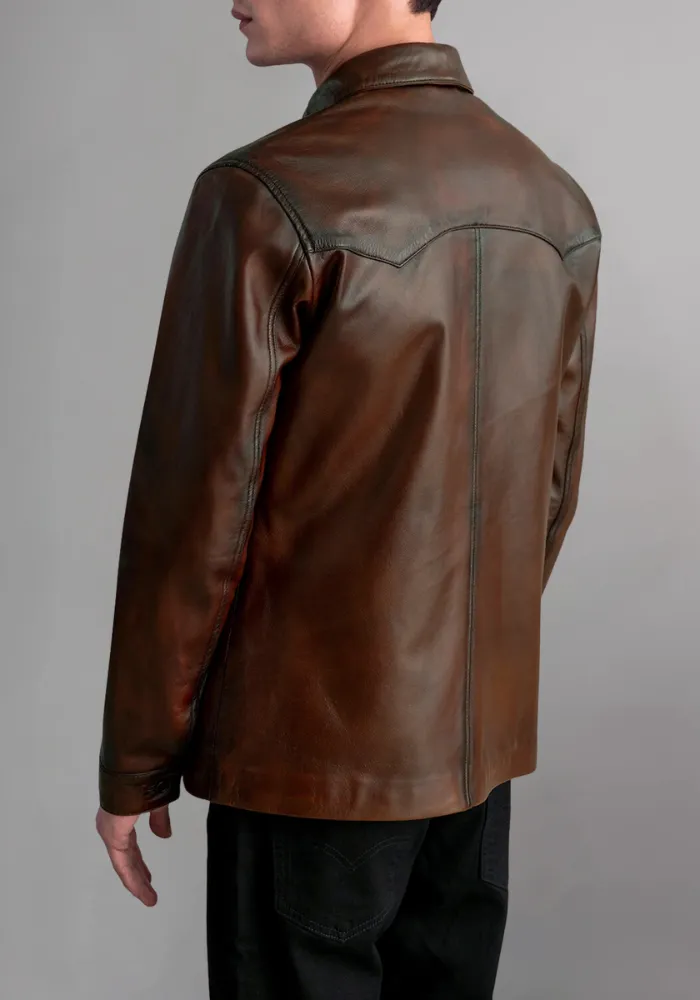 Men’s Stylish Cafe Racer Biker Distressed Brown Leather Jacket