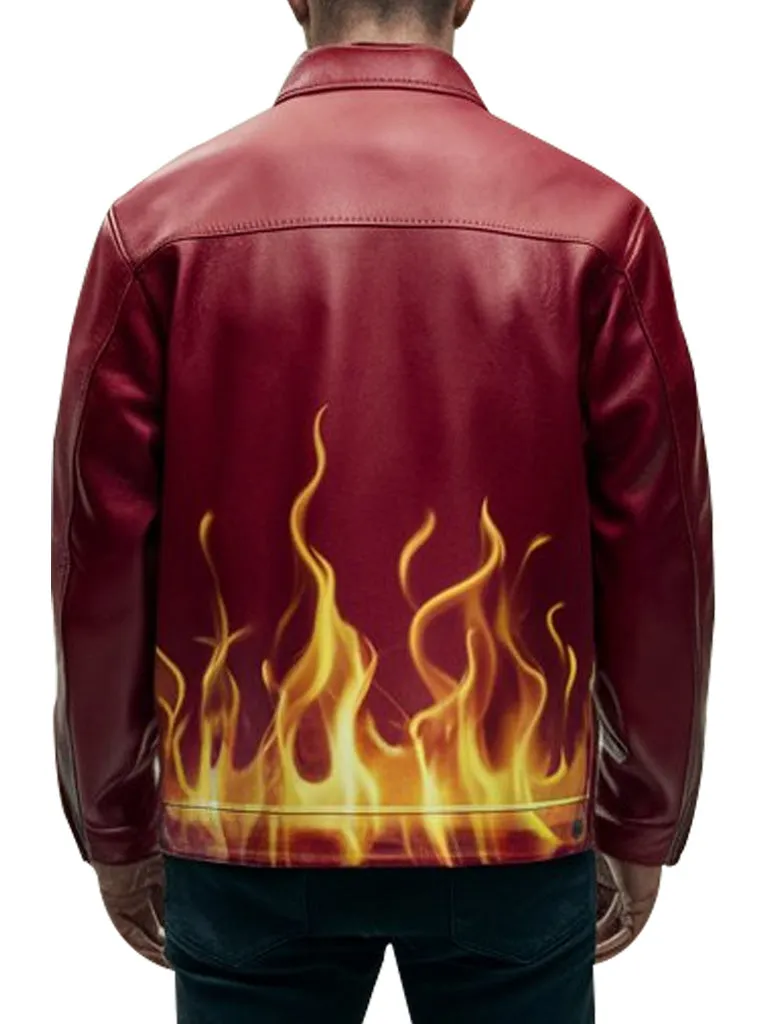 Men's Stylish Fire Red Leather Jacket