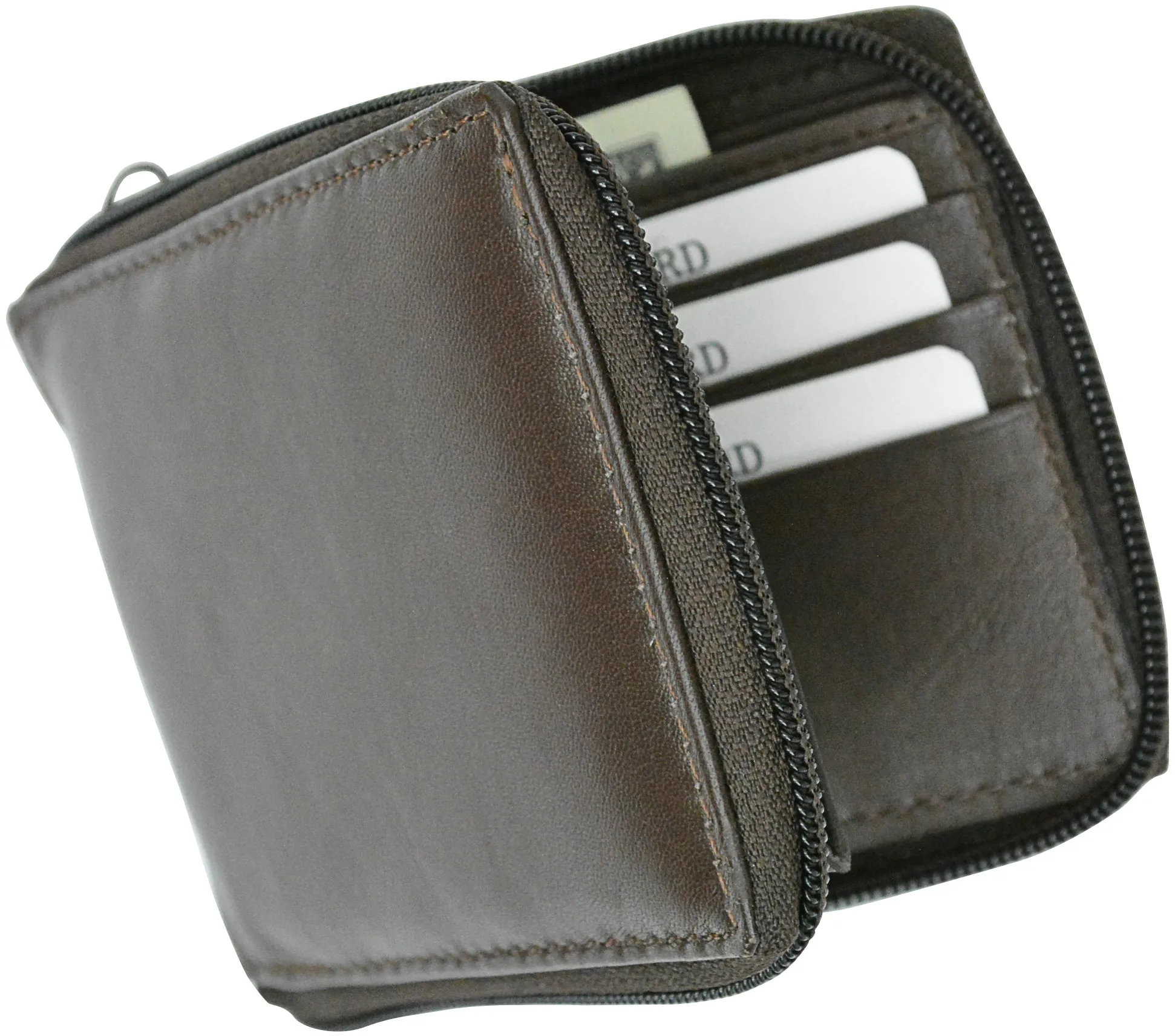 Mens Womens RFID Blocking Zipper Wallet Premium Leather Zip Around Bifold Black Brown