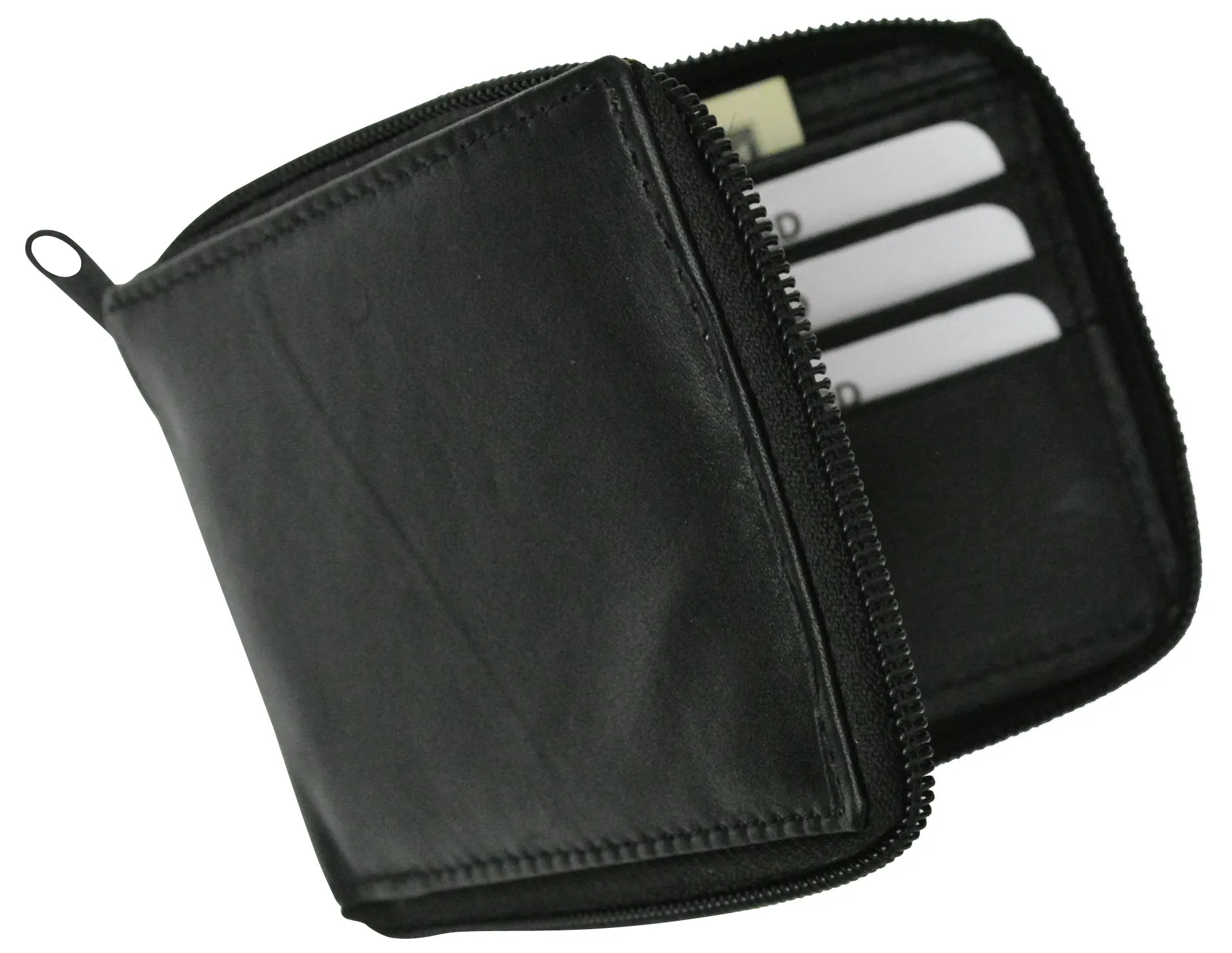 Mens Womens RFID Blocking Zipper Wallet Premium Leather Zip Around Bifold Black Brown