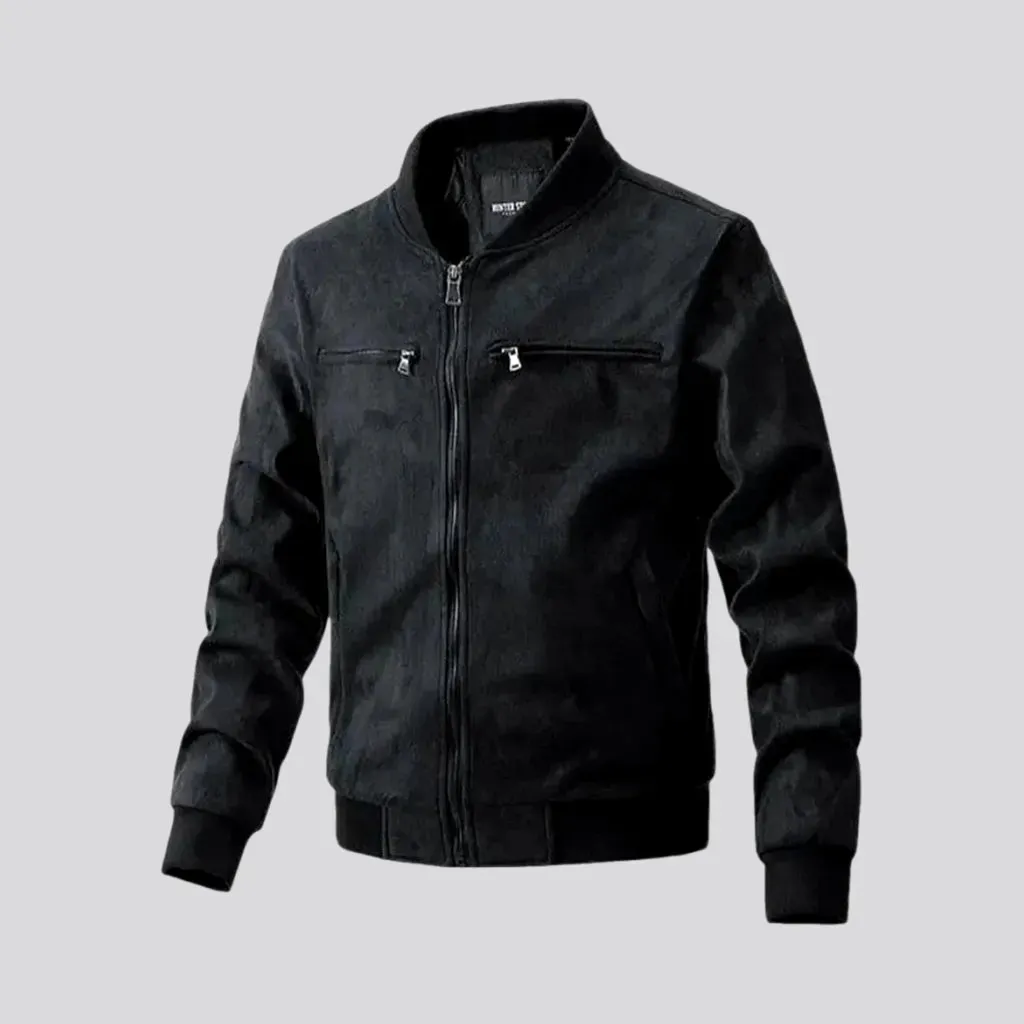 Monochrome slim fit men's denim bomber jacket