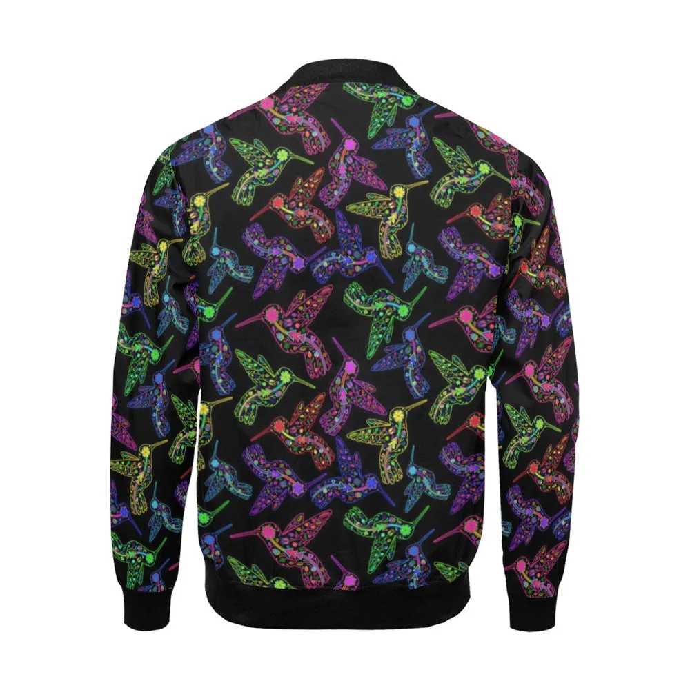 Neon Floral Hummingbirds Bomber Jacket for Men