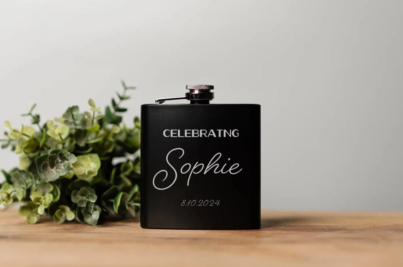 Personalized Celebrating Birthday Matte Black Flask