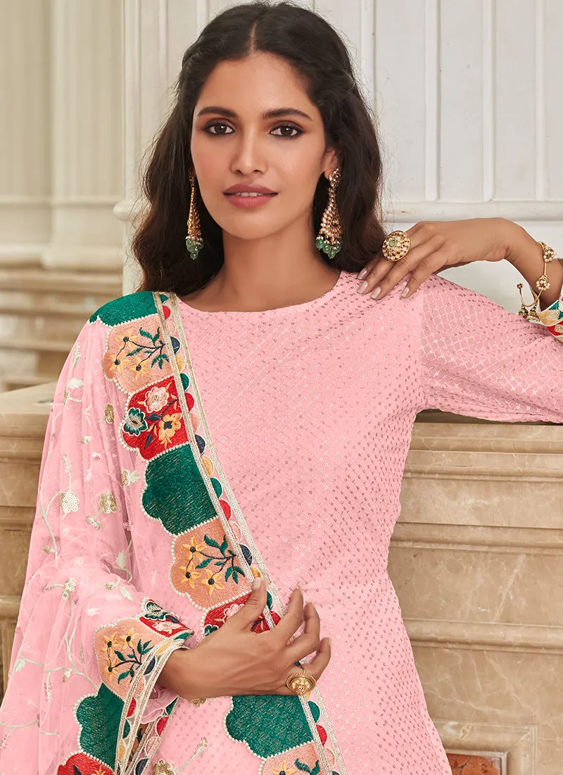 Pink Multi Sequence Embroidery Festive Salwar Kameez