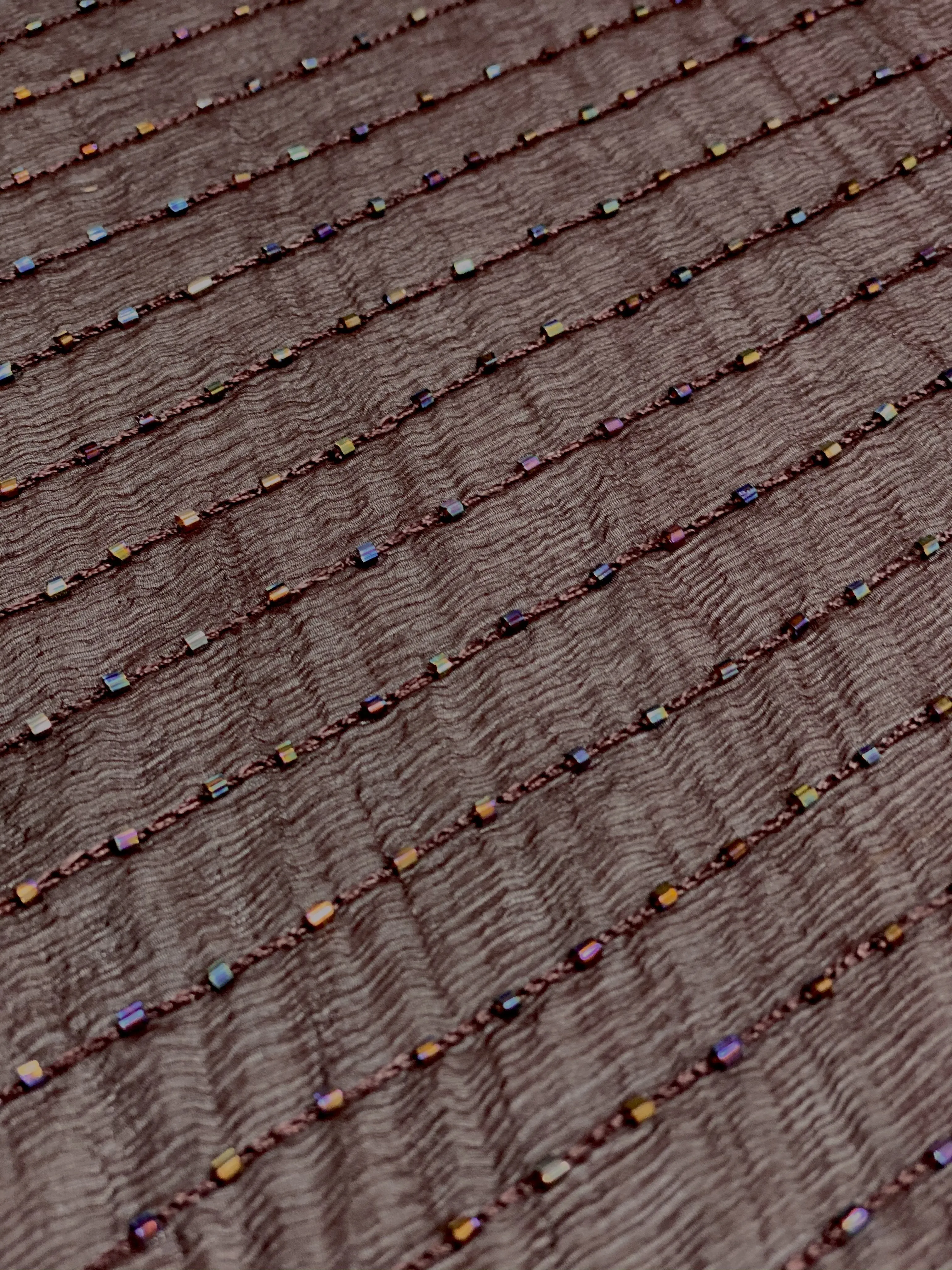 Plum Sequin & Beads On Silk Chiffon JEC-149-3 Fabric