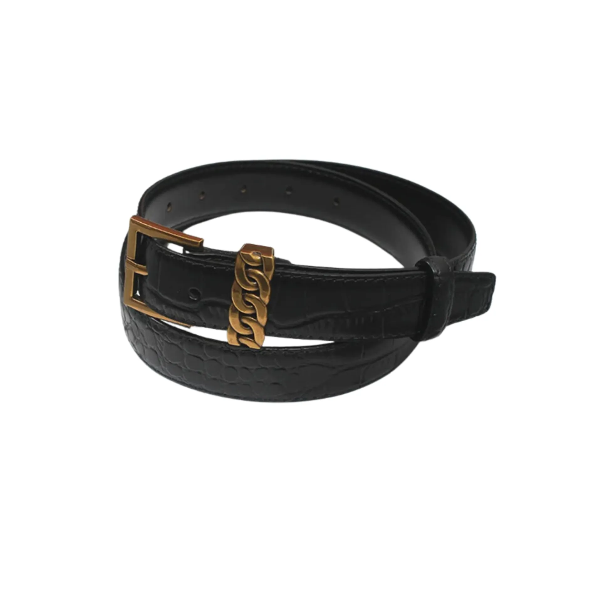 Pre Order:  Metal Buckle Long Leather Belt