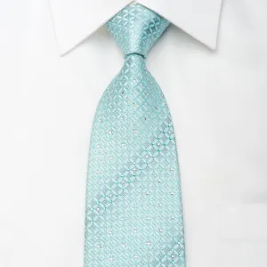 Renoma Men's Silk Tie Geometric On Blue Sparkling With Crystal Rhinestones