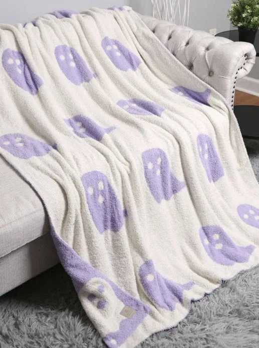 Reversible Ghost Throw Blanket- Lavender