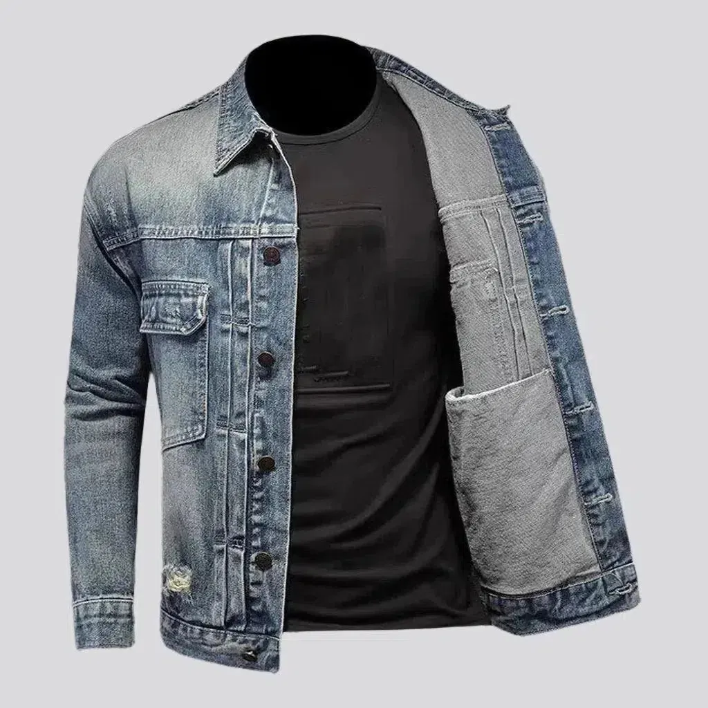 Sanded men's denim jacket