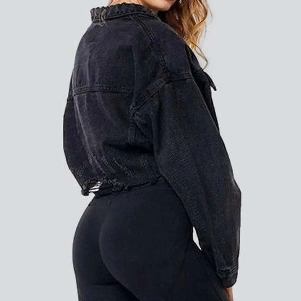 Short black jeans jacket