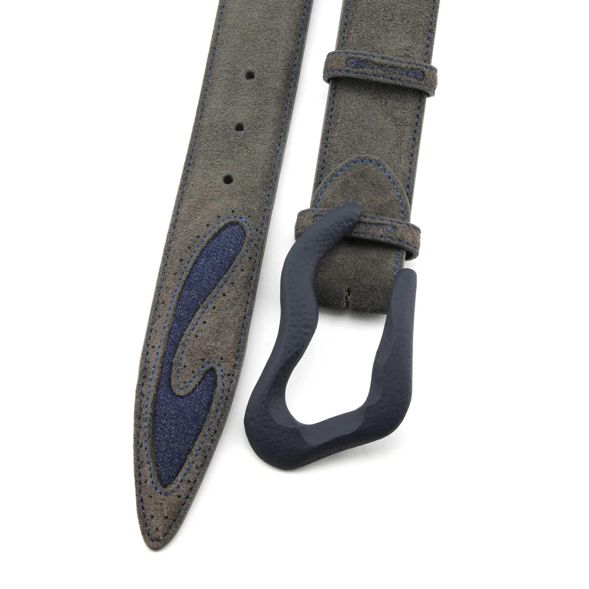 Silverado Dark Grey Suede Denim Insert Swirl Belt