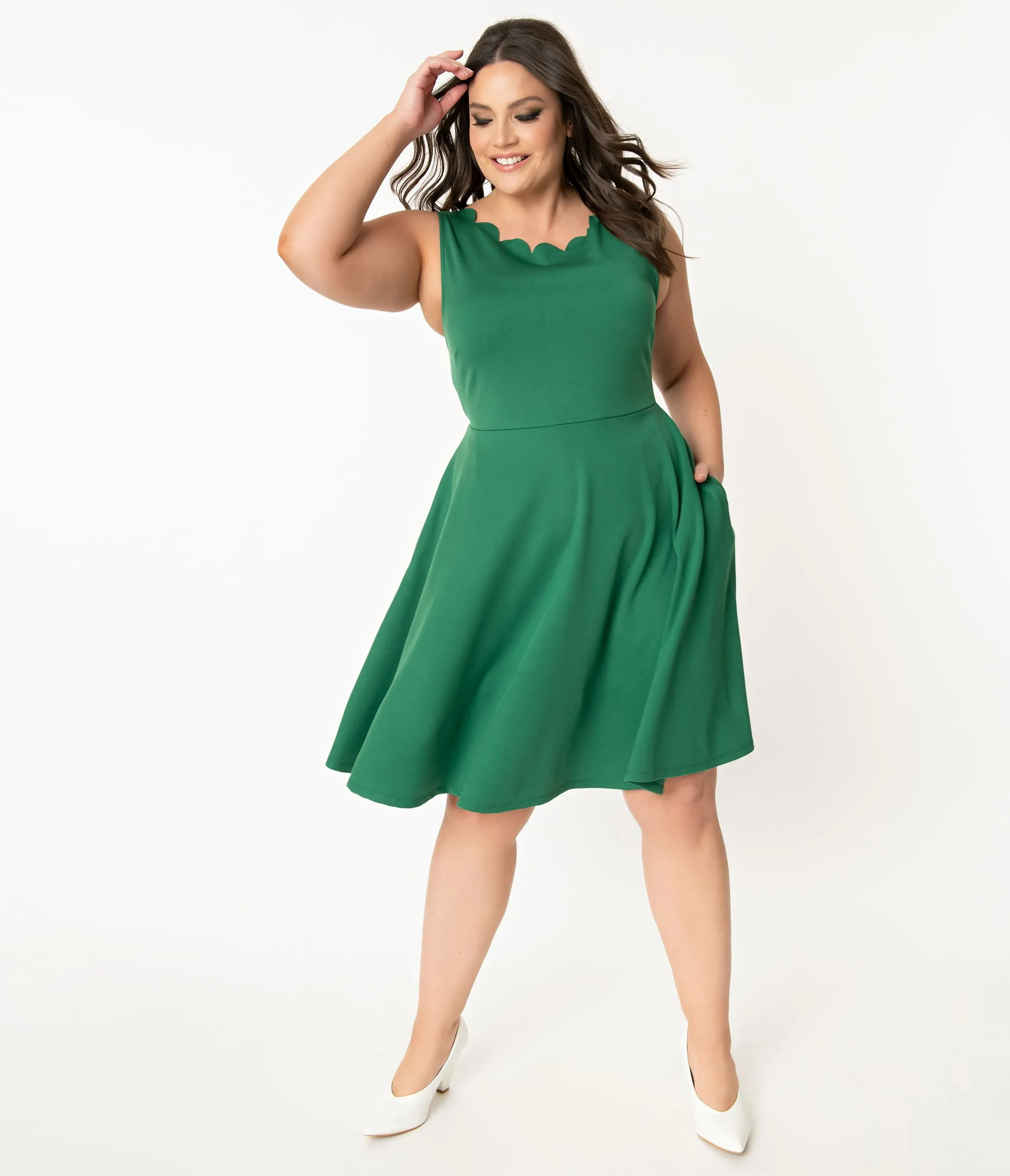 Smak Parlour Plus Size Green Sleeveless Charmed Swing Dress