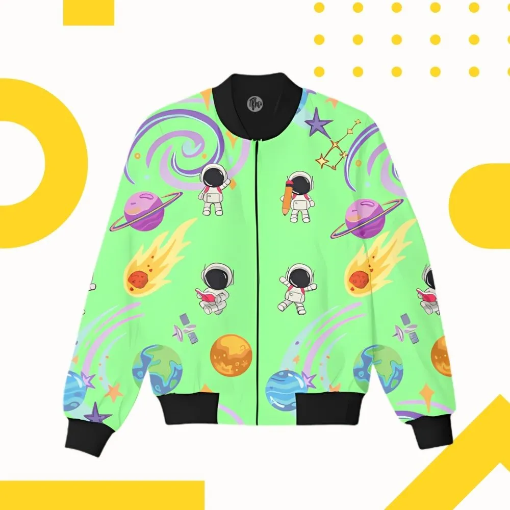 Space Theme All Over Printed Bomber Jacket