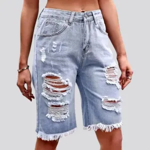 Straight grunge women's denim shorts