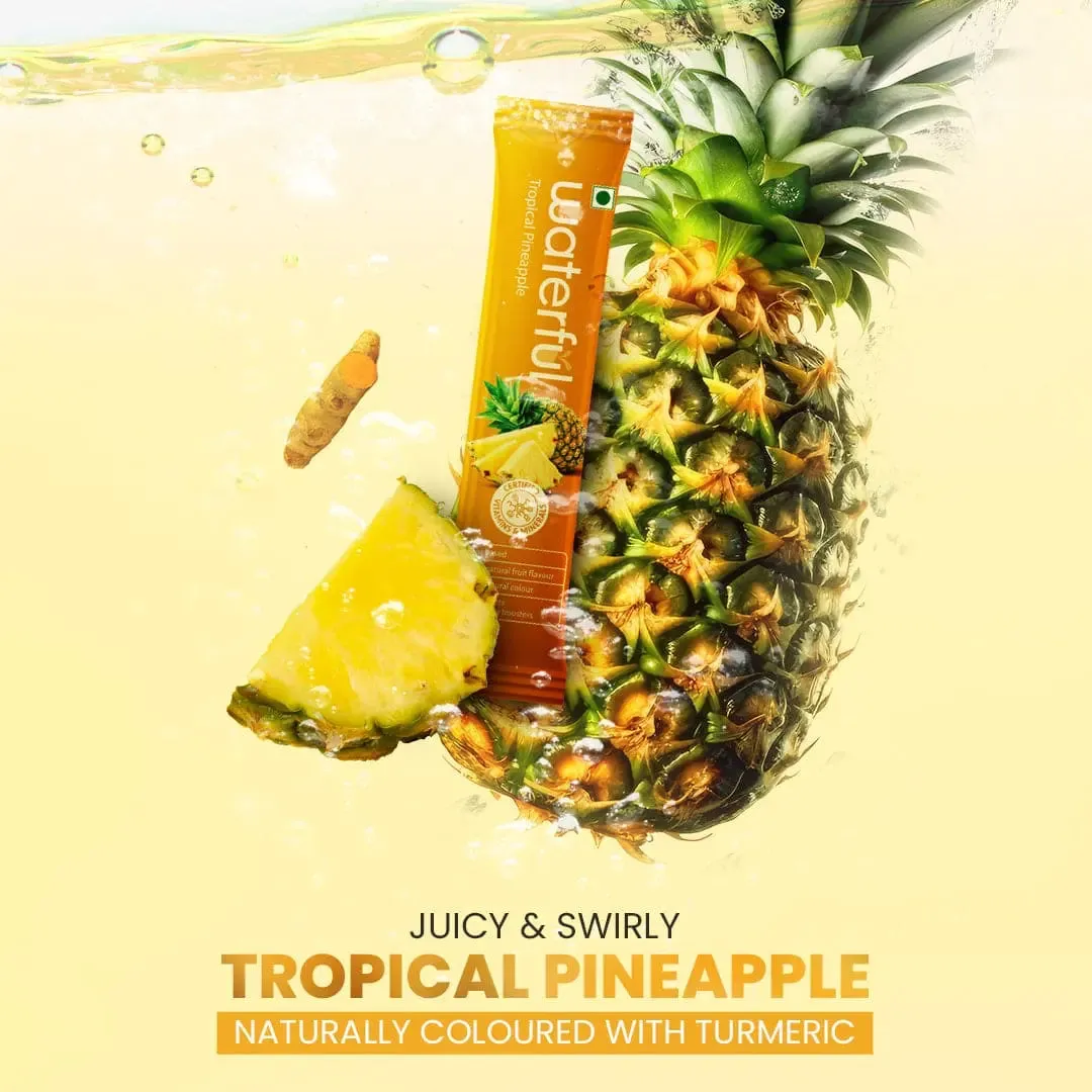 Tropical Pineapple (30 gms X 5 sachets) 10  Vitamins & Minerals, Low Cal Hydration Powder Mix