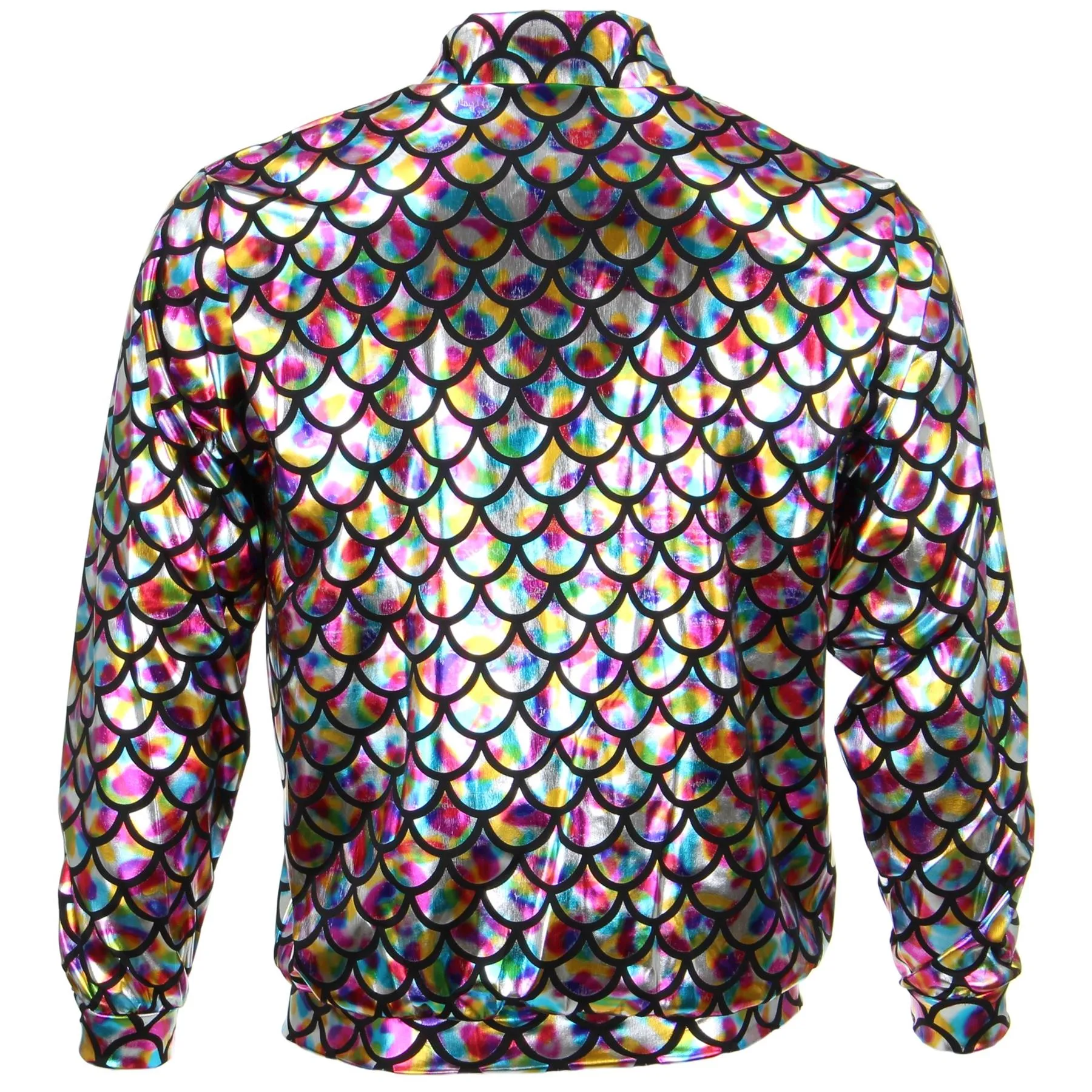 Unisex Shiny Bomber Jacket - Fish Scale Rainbow