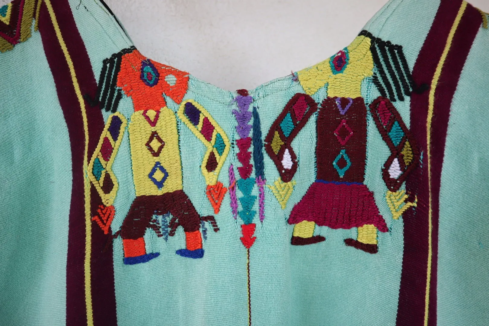 Vintage Huipil Top with Unique Embroidery - Mayan Blouse, Ethnic Wear