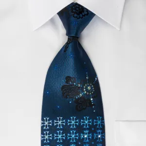 Vito Rufolo Rhinestone Necktie Crosses On Blue With Silver Sparkles