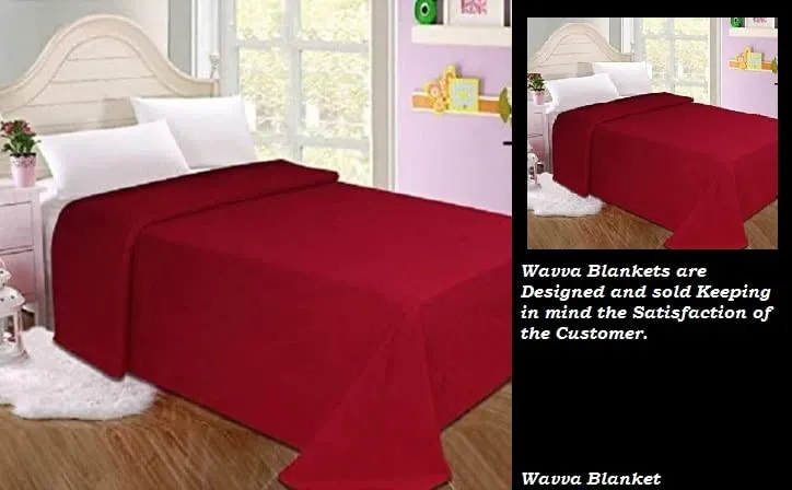 Wavva® Plain Fleece 2 Single Bed Blankets-Maroon (Set of 2)