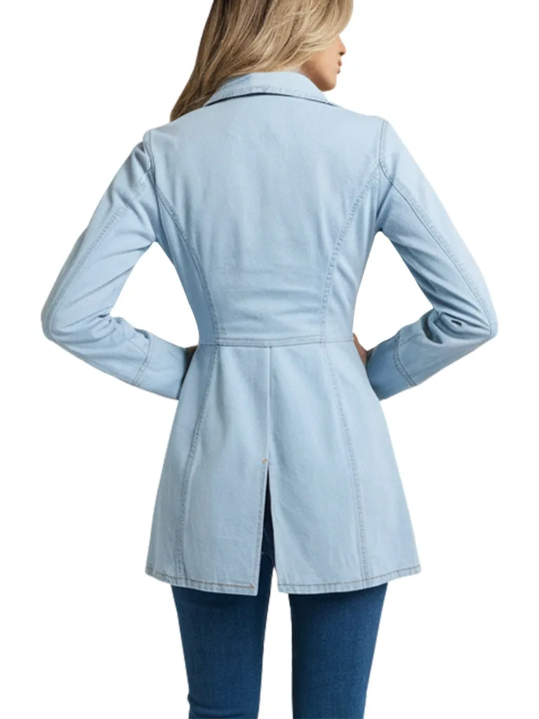 Women's Light Blue Denim Longline Jacket