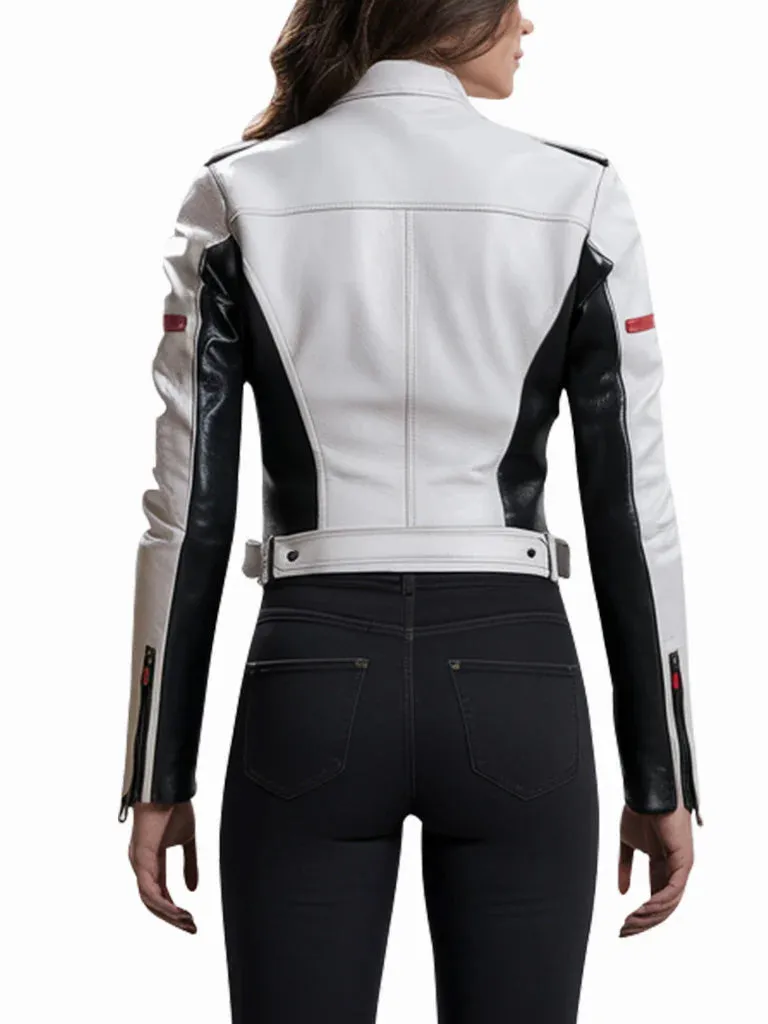 Women's Mosaic Moto Biker Leather Jacket