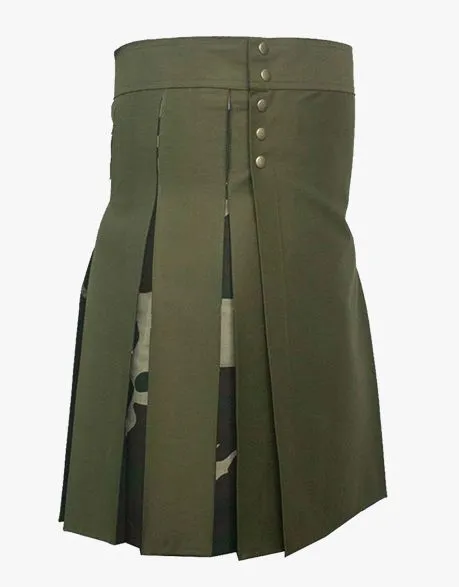 WOODLAND CAMO AND OLIVE GREEN HYBRID KILT